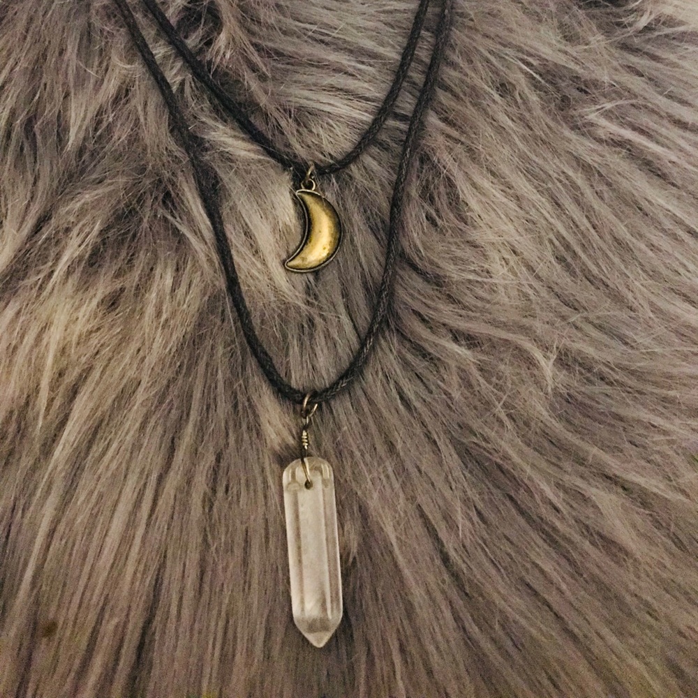 Moon choker with faux crystal